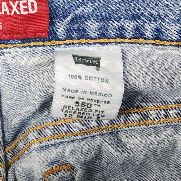 Levis 550 Jeans Womens 12 Short Misses Relaxed Fit Tapered Leg Blue Y2K Denim - Picture 10 of 13